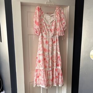 Floral Pink Puff Sleeve Dress